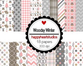 Digital Scrapbook WoodsyWinter-INSTANT DOWNLOAD