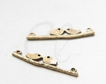 One Piece Antique Brass Links-Bird on Branch 36x8.3mm (452C-M-423)