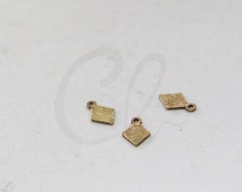 6pcs Antique Brass Diamond Shape Charm - 8.5x5.5mm (1855C-N-89)