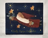 Santa Shelf Sitter, Chunky Wood, Primitive, Hand painted, Christmas, Folk Art