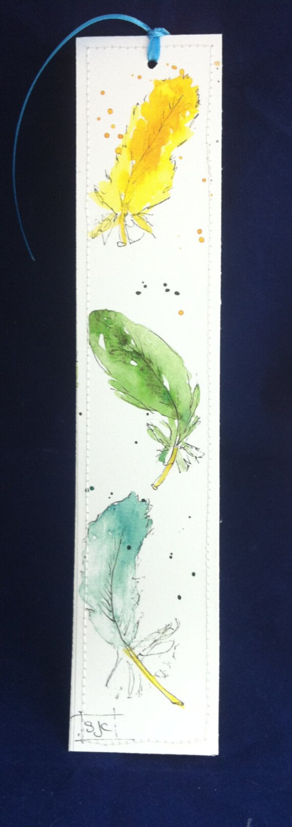 items similar to watercolor bookmark of colorful feathers