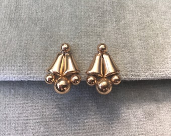 Mid Century Modernist Gold Tone Screw Back Earrings marked Jeray