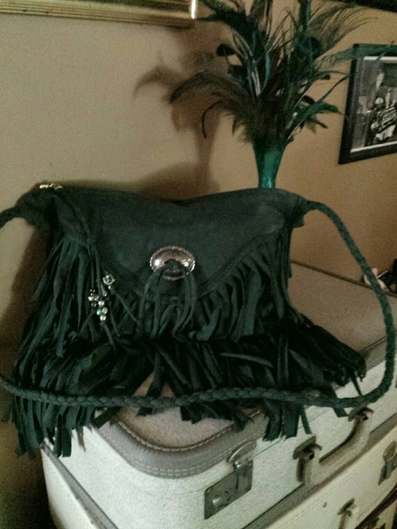 Forest Green Fringe Bag
