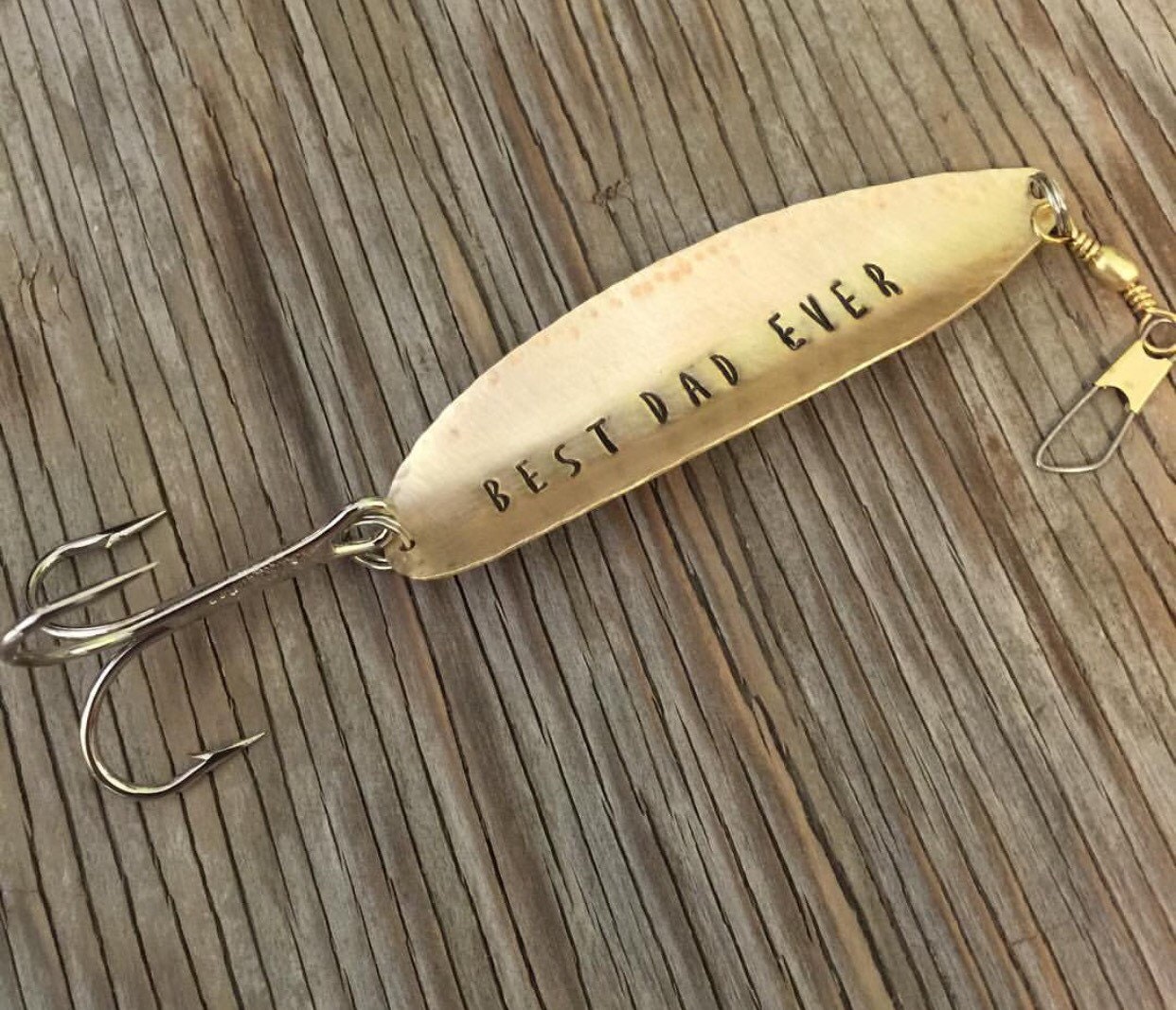 Handmade brass fishing lure personalized gift for him hand
