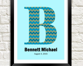 Personalized Nursery Wall Art, Baby Boy Nursery, Nursery Decor, Personalized Baby, Kids Wall Art, Nursery Monogram, Boy Room Decor