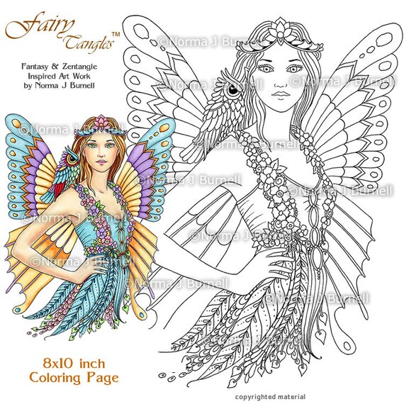 Download Items similar to Fairy Tangles Printable Coloring Book ...