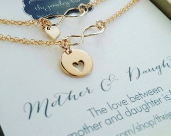 mother of the bride gift from bride / mob jewelry / mother and daughter heart bracelets, infinity symbol, wedding day
