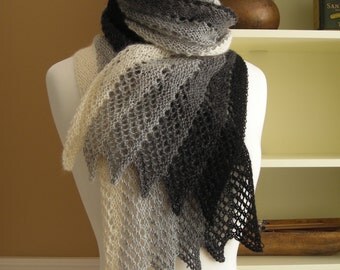 Lace Scarf Knitting Pattern PDF Mistral Scarf - French inspired gradient rectangle lace scarf wrap cowl stole - easy pattern no charts