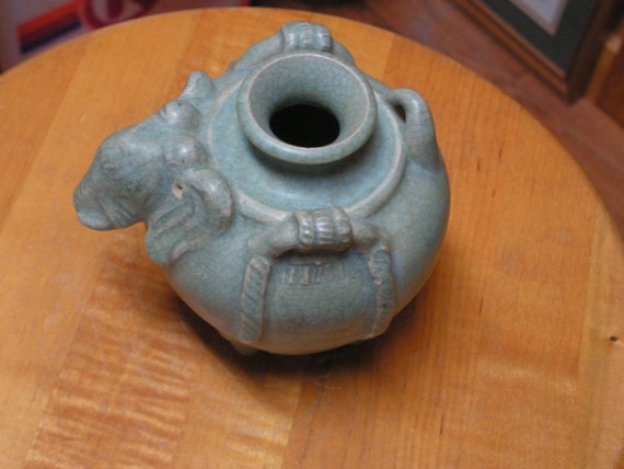 Vintage Ceramic Pottery Elephant Vase made in Thailand