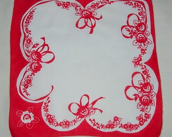 Vintage Red and White Handkerchief