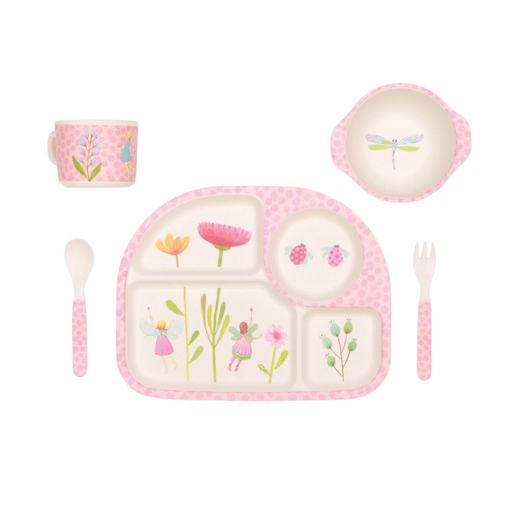 Bamboo Dinnerware Fairy Garden FDA & LFGB food by LoveMaeStore