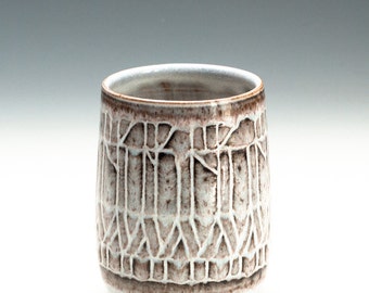 Cloudy White Ceramic Vase / Clay Vessel / Beautiful Caddy