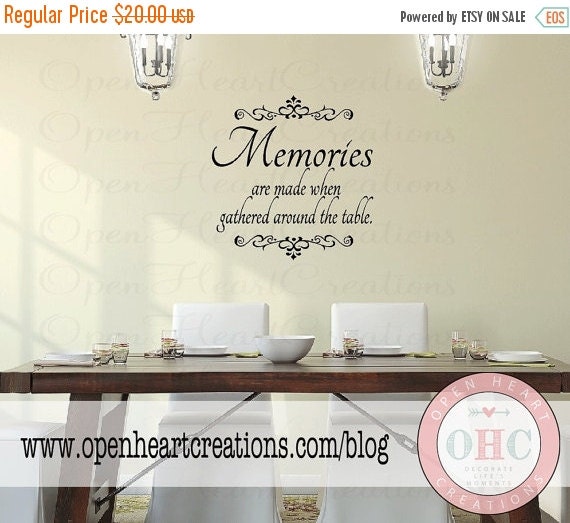 ON SALE Dining Room Wall Decal Quote by OpenHeartCreations