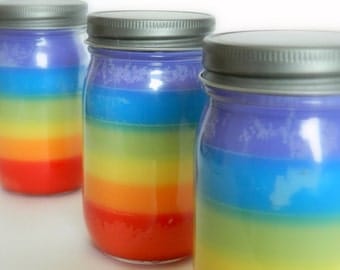 Rainbow Candle / Six Layer Soy Wax / Hand Poured