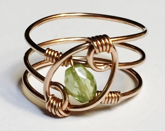 Peridot Ring Rose Gold Peridot Gemstone Ring Peridot Jewelry August Birthstone August Birthday 14K Rose Gold Fill Jewellery
