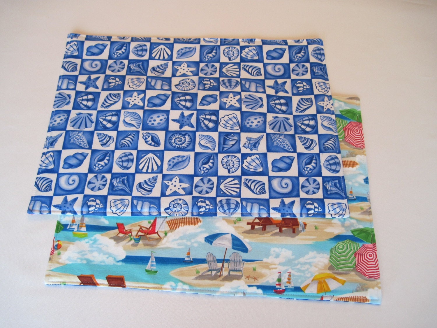 Beach Placemats Reversible Set of 4 or 6 Seaside Placemats