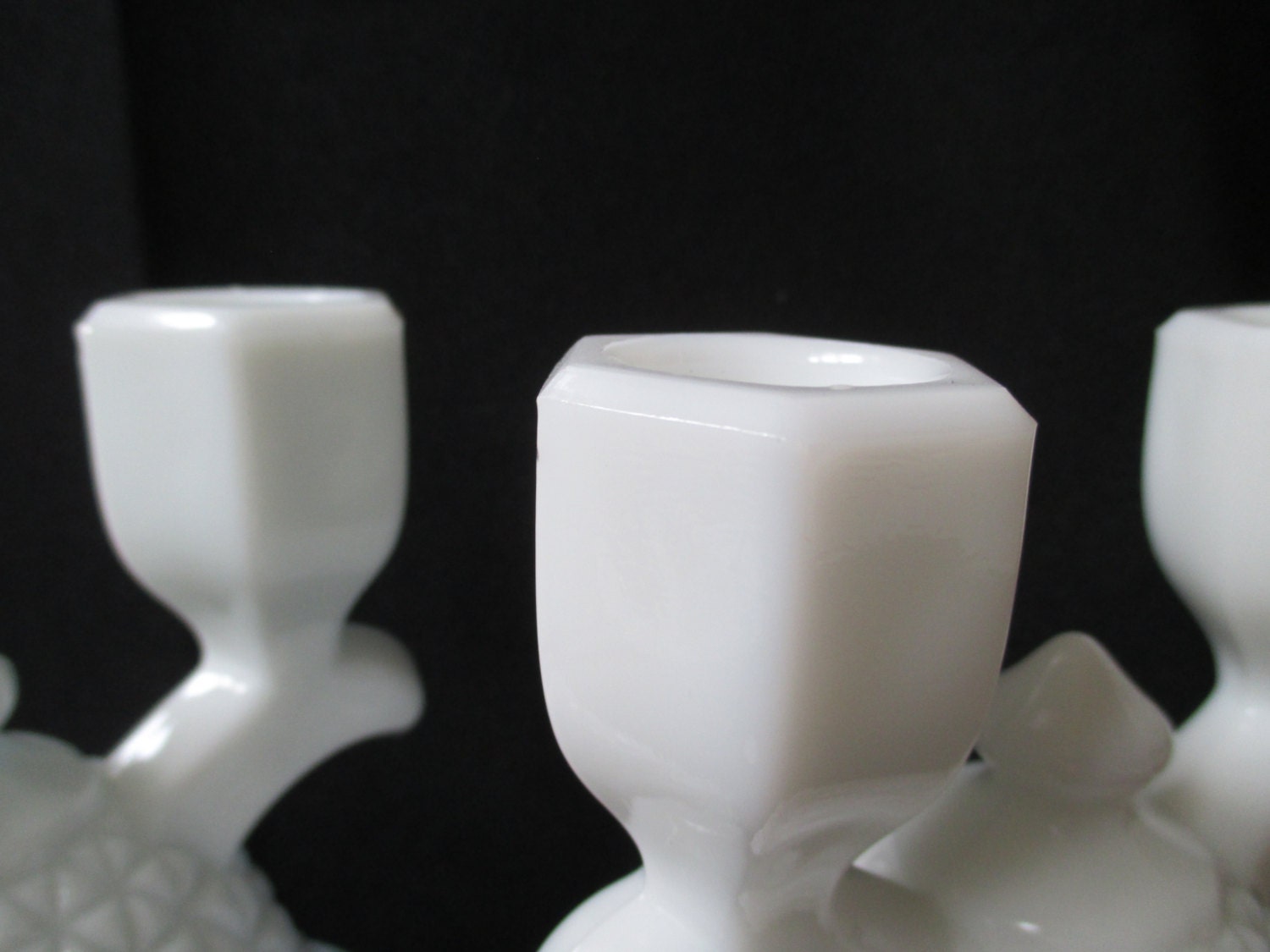 Milk Glass Candle Stick holders Pair vintage candle holders