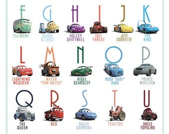 Printable Alphabet Lightning McQueen Cars Abc poster Decor wall Art print Huge poster digital download abc chart