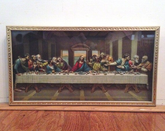 Vintage 3d The Last Supper Framed Religious Art Print Shadow