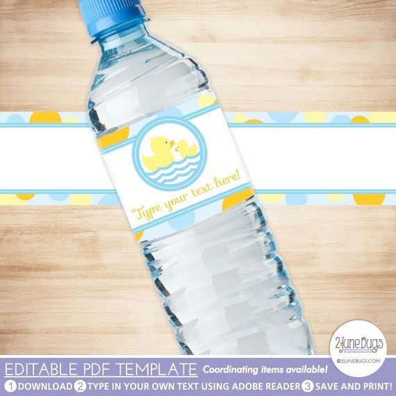 Rubber Duck Water Bottle Labels Rubber Duck Baby Shower
