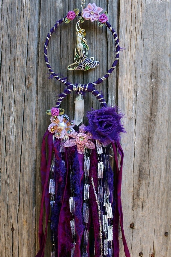 Goddess Quartz Crystal Wall Hanging Wall Art Boho Purple