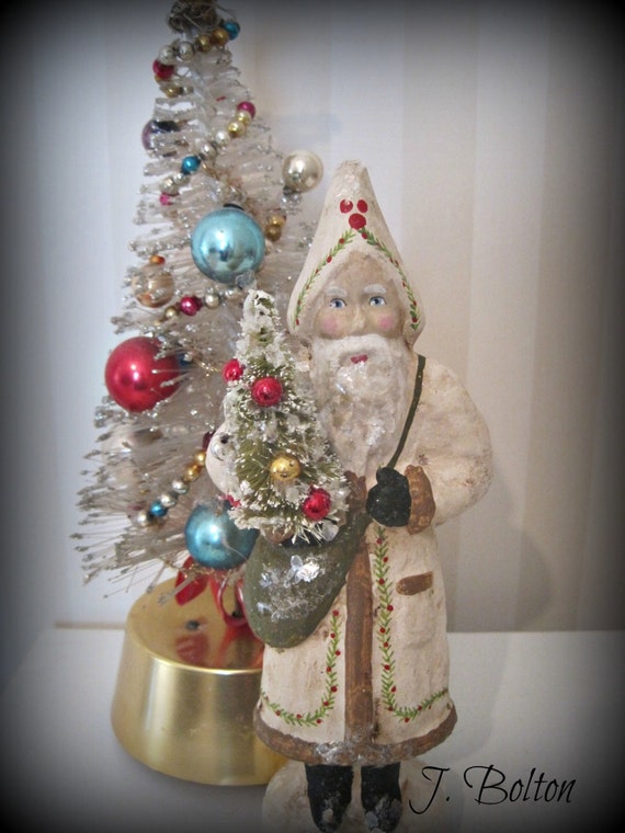 Santa Claus Belsnickel papier mache figurine folk by Joannabolton