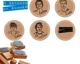 5SOS 5 Seconds Of Summer Olive Wood Stamps 5 Designs Available