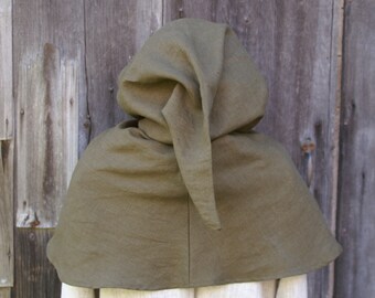 Mens medieval men at arms hooded mantle hood hooded liripipe gray linen -ready to ship-