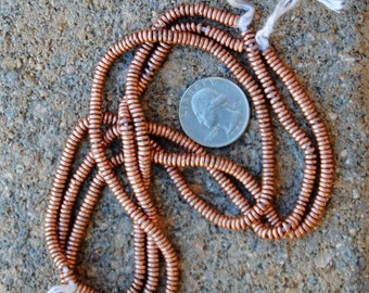 African Copper Heishi Beads 3x1mm 3 Strands