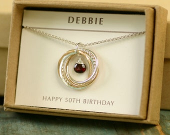 Garnet necklace for her, 50th birthday gift for bestfriend gift from husband, January birthstone necklace for sister jewelry - Lilia