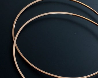 Two Inch Gold Hoop Earrings - Rose Gold Hoops - Hammered Hoops - Bohemian Earrings - large Hoop Earrings - No.00E133