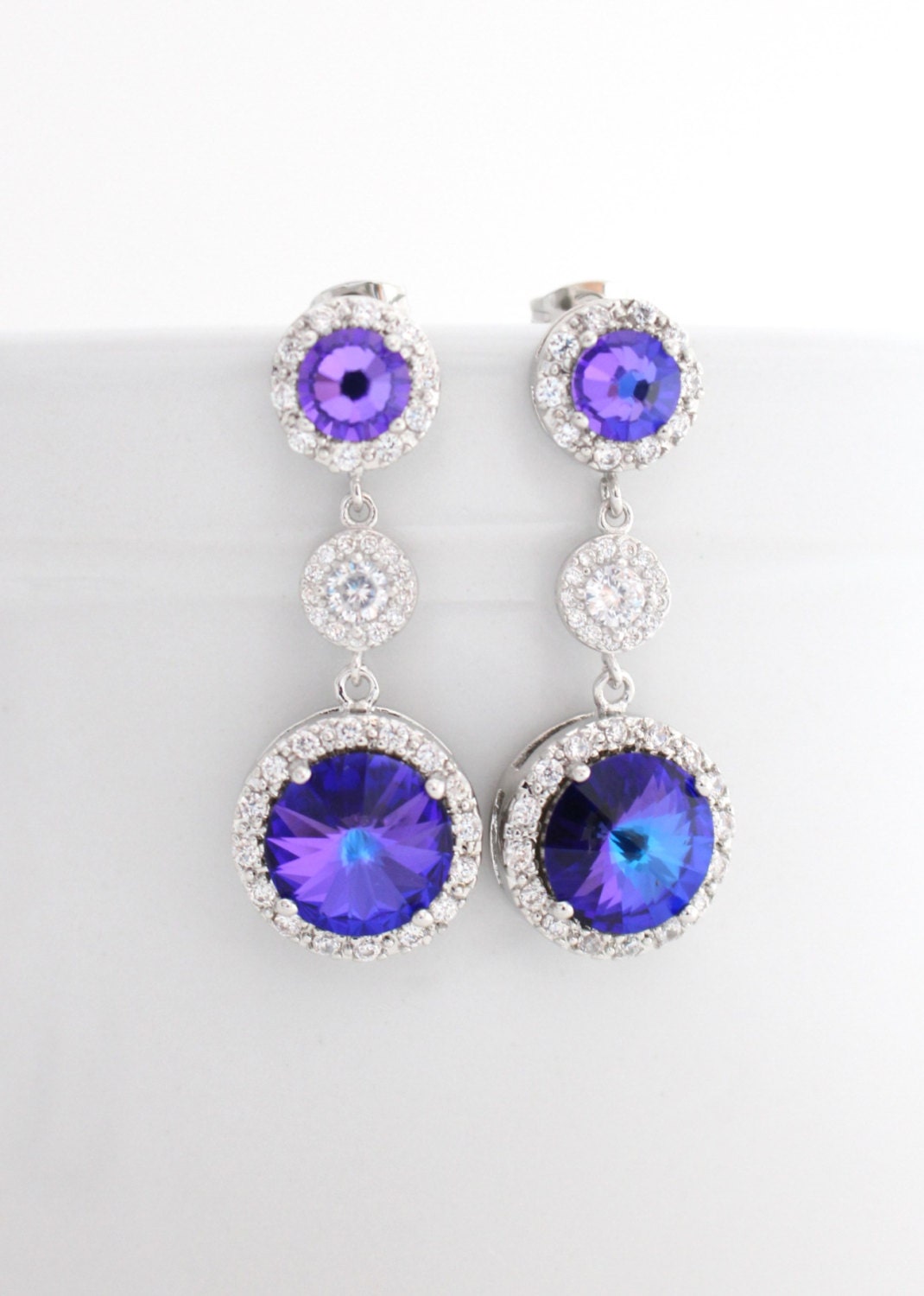 Purple Earrings Purple Bridal Earrings Purple Wedding