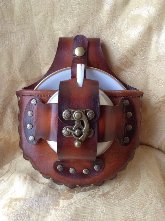 Brown Leather Tea Cup Steampunk Holster Set