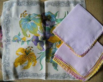 3 Vintage Hankies Good Vintage Condition Lot 3290