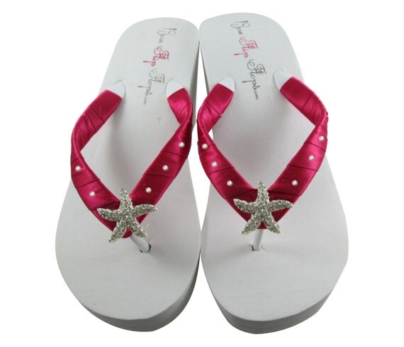 Bride platform heel flip flops with bling by BridalFlipFlops