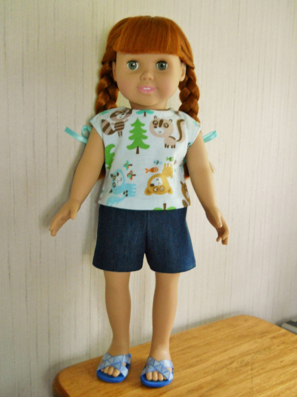 18 Doll Denim Shorts with Top for American Girl Type