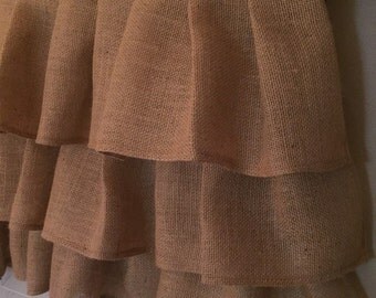 Burlap ruffled valance