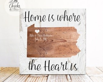 Home Is Where The Heart Sign State Personalized Family Home Is Where The Heart Sign State Personalized Family