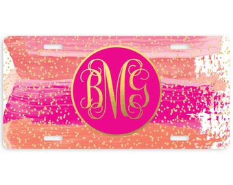 Car Tag-Watercolor Stripes Personalized Car Tag, Monogrammed License Plate, Personalized License Plate, Christmas Gift, Sweet 16, Birthday