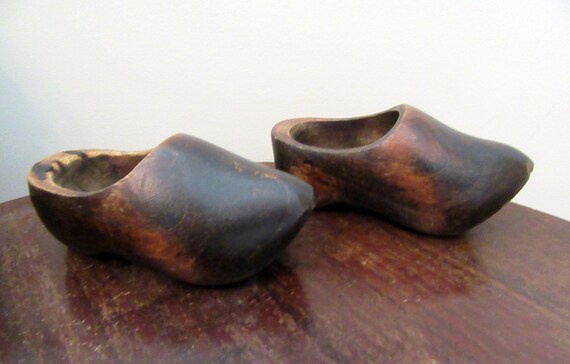 Items similar to Hand carved wooden shoes Danish clogs distressed decor ...