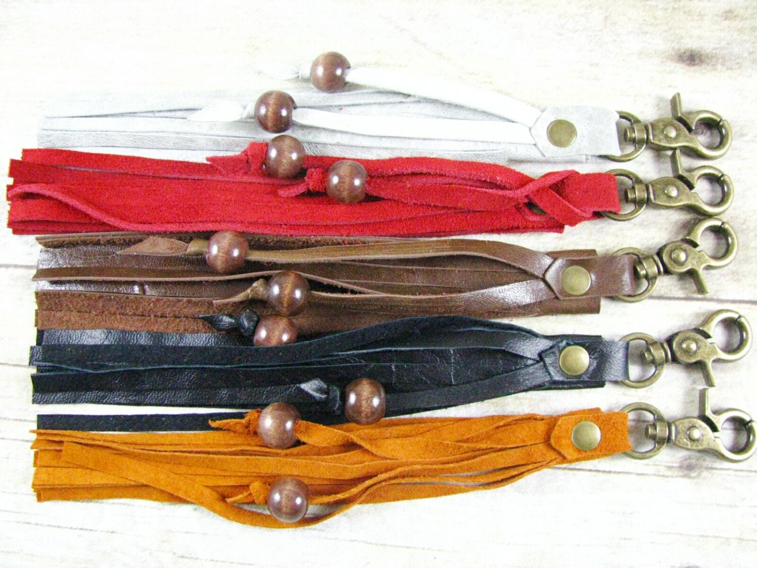 Leather Bag Charm Zipper Pull Key Chain Key by lillianschmoo
