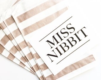 Rose Gold Striped Kraft Paper Bags 5x7.5 set of 25 | treat bags | party favors | Rose Gold striped | Packaging
