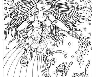 Cute Witch Halloween  coloring  page  Fun Coloring  Instant