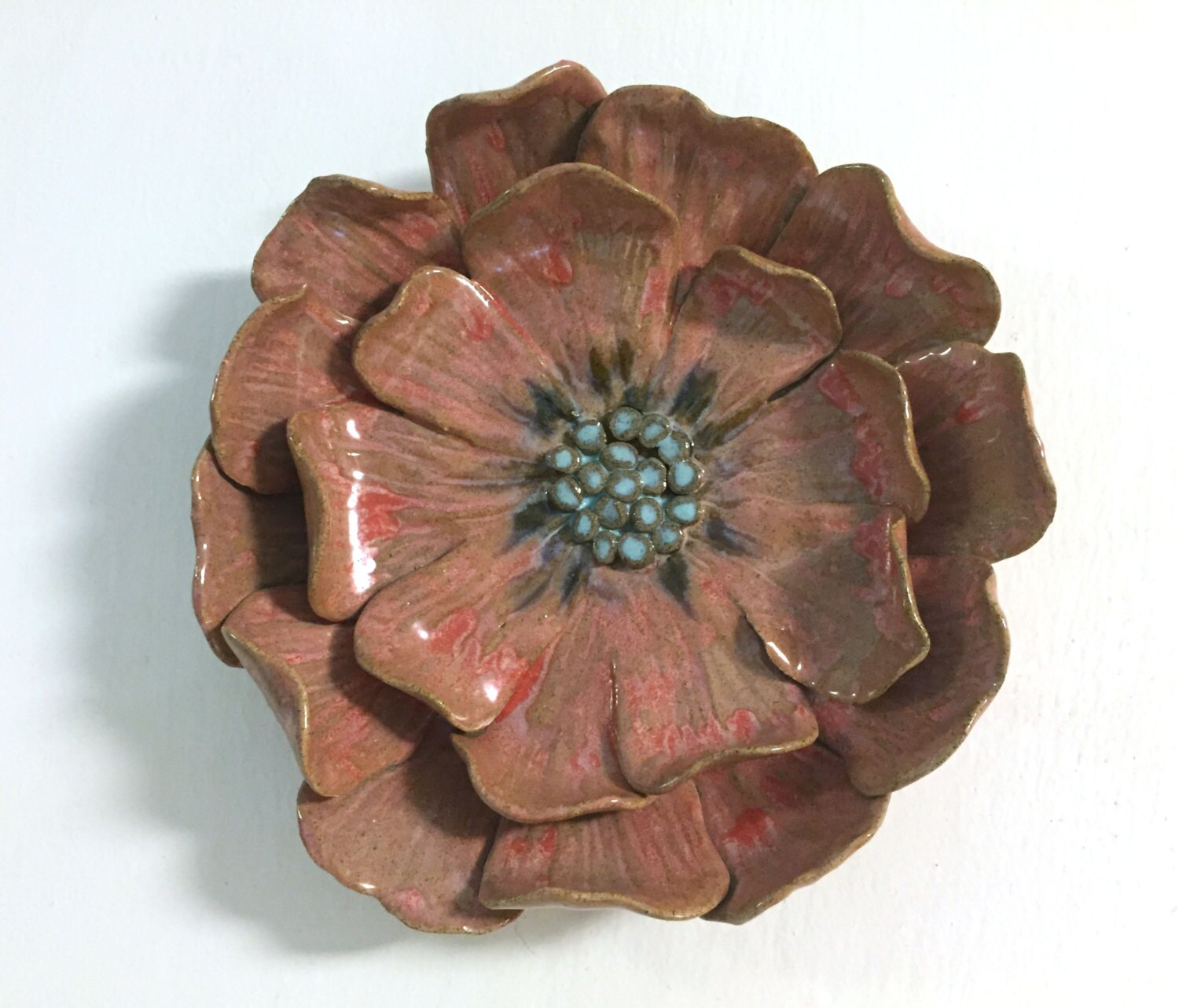 Ceramic Wall Flower Handmade high fired and glazed by TalyasTouch