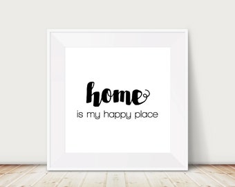 Custom Colors | Home Is My Happy Place | Nursery Art | Wall Art | Subway Art | Home Decor | Gift | Wall Decor | 4x4 | 6x6 | 8x8 | 10x10