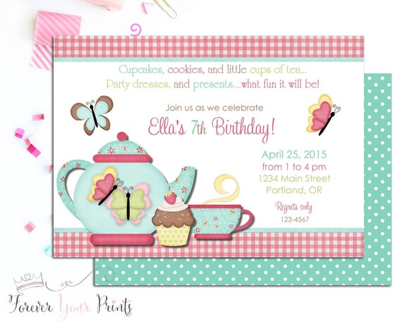 Tea Party Invitation, Girls Birthday Invitation, Tea Party Invite, Teacup Birthday Invite, Girls Tea Party, 1st Birthday Invite, Luncheon Il_570xn
