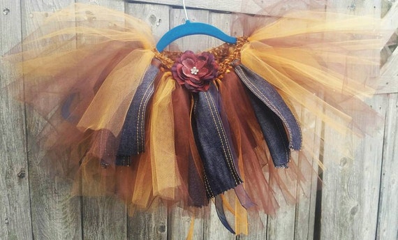Shabby Chic country life tutu for toddlers 2-4 years Denim and Tulle!