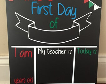 Reusable First Day of School Chalkboard Sign