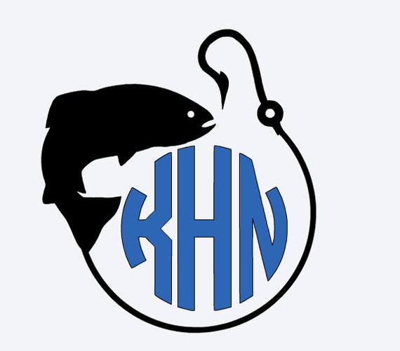 Download Fish Hook Monogram Yeti vinyl Decal