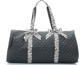 Personalized Duffle Bag Dance Bag/Ballet Bag/BLACK and WHITE 21" Quilted Duffle Bag ZEBRA Duffle Bag